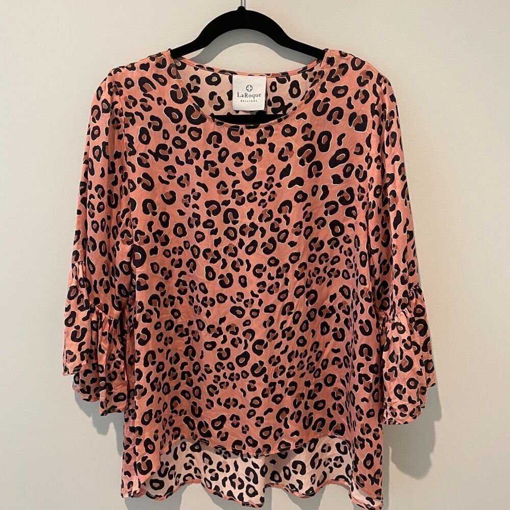 LaRoque Ivy Leopard Print Pink Bell Sleeve Blouse